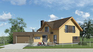 Namu projektai, namo projektas, architektai, projektavimas, architektas, www.hauson.lt, vieno aukšto su mansarda namai, vizualizacija