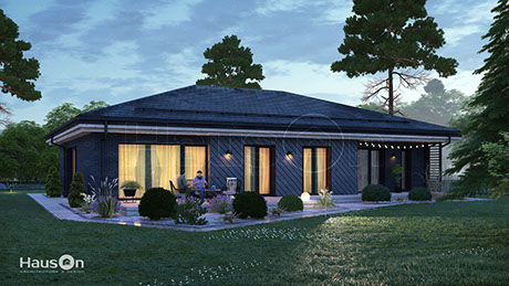 Namų projektai, namo projektas Nukas, kartotiniai namu projektai - Hauson.lt, vieno auksto namas su terasa, modernus namas